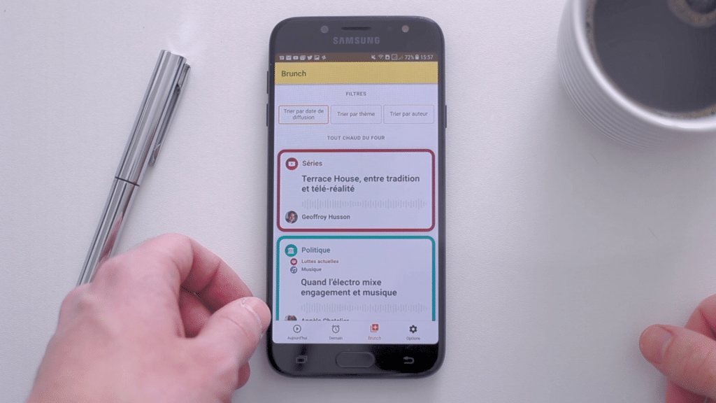 La section "brunch" de l'application Android des Croissants